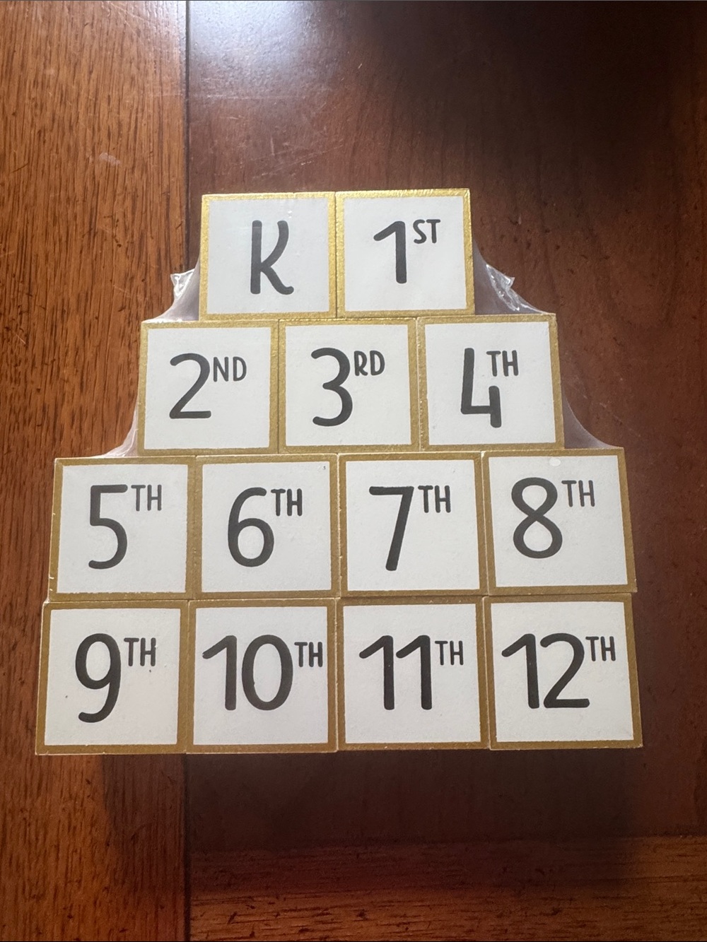 Classroom K-12 Milestone Number Blocks - White & Gold